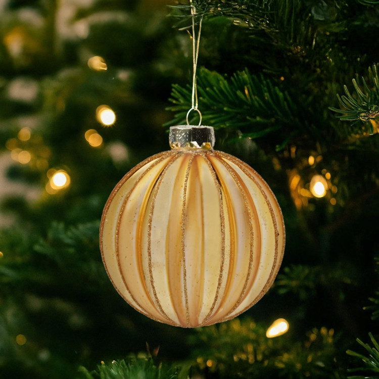 Christabelle Box of 6 Gold Glass Baubles with Matte & Gloss Finish image 7