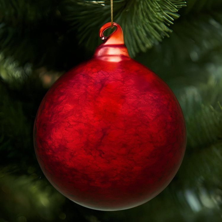 Christabelle Large Red Glass Baubles 6 Pcs with Faint Crackle Pattern Balls Christmas Tree Decoration Ornament image 6