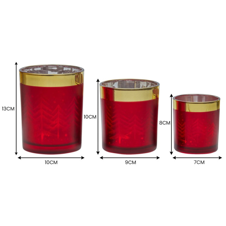 Christabelle Christmas Candle Jar Set of 3 Red and Gold Holiday Candle Holders image 4