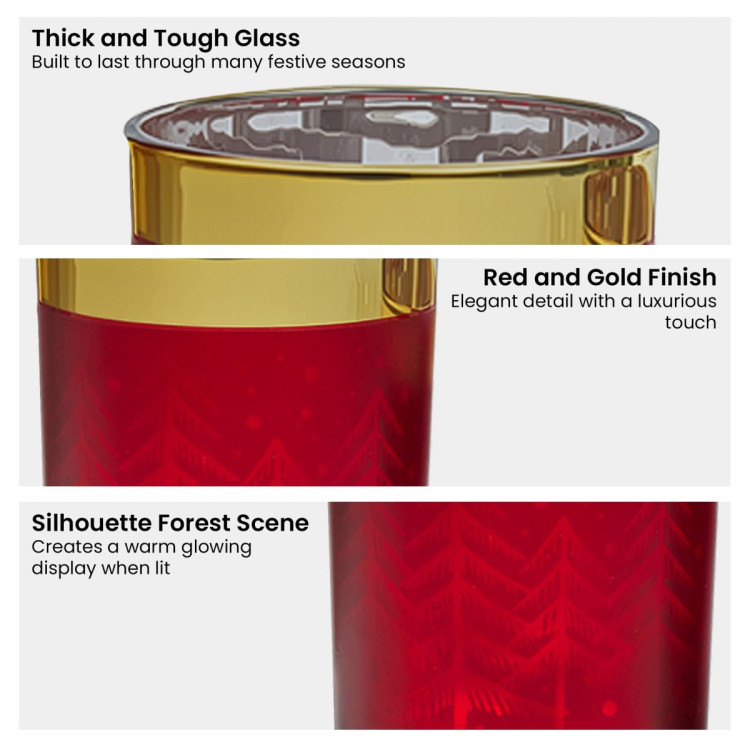 Christabelle Christmas Candle Jar Set of 3 Red and Gold Holiday Candle Holders image 6