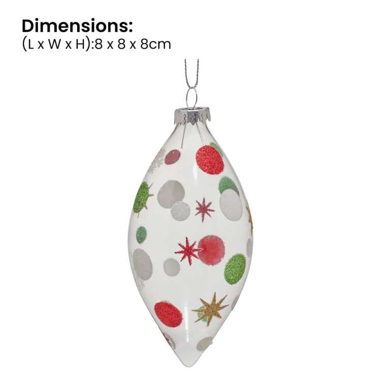 Christabelle Clear Glass Teardrop Baubles 6Pcs Balls Christmas Tree Decoration Ornament image 4