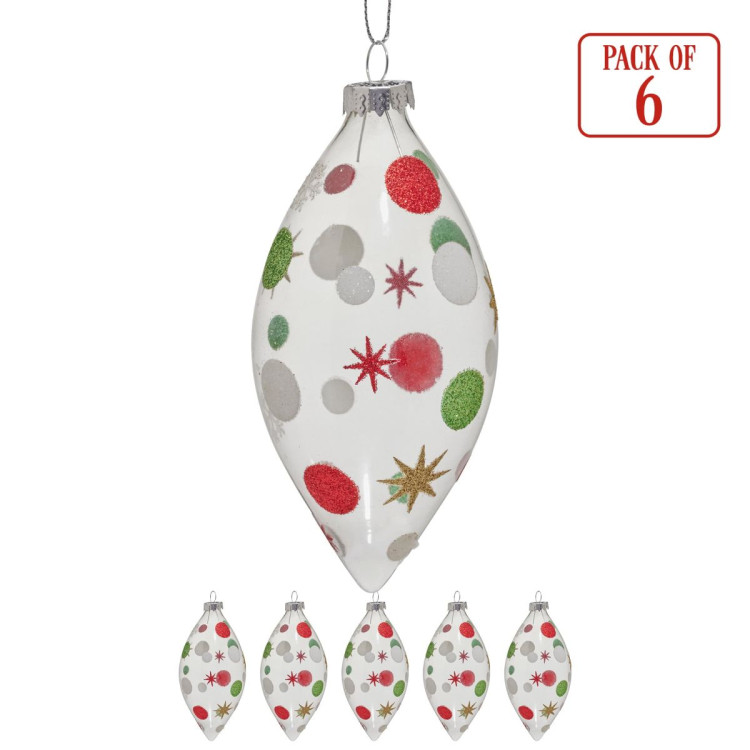 Christabelle Clear Glass Teardrop Baubles 6Pcs Balls Christmas Tree Decoration Ornament image 5