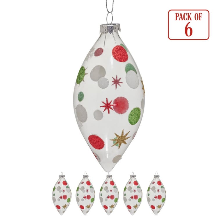 Christabelle Clear Glass Teardrop Baubles 6Pcs Balls Christmas Tree Decoration Ornament image 5