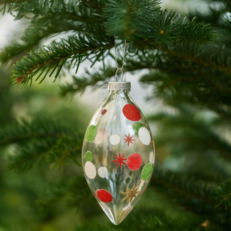 Christabelle Clear Glass Teardrop Baubles 6Pcs Balls Christmas Tree Decoration Ornament image 6