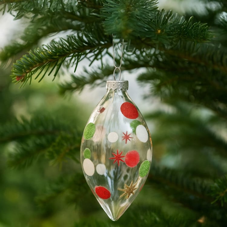 Christabelle Clear Glass Teardrop Baubles 6Pcs Balls Christmas Tree Decoration Ornament image 6