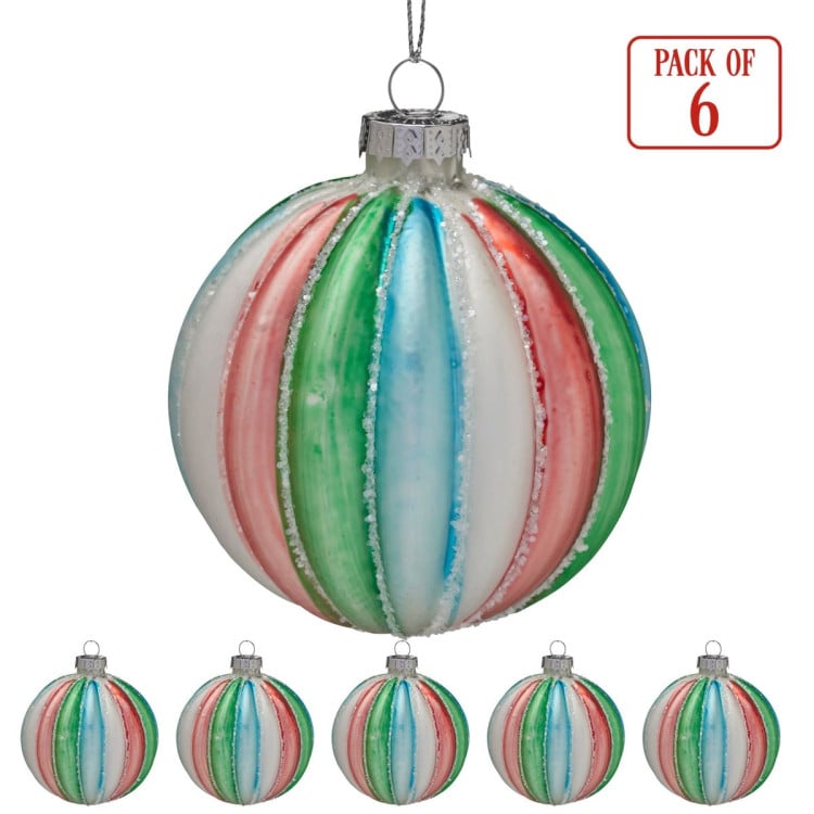Christabelle Multi-Colour Glass Baubles 6Pcs Balls Christmas Tree Decoration Ornament image 4