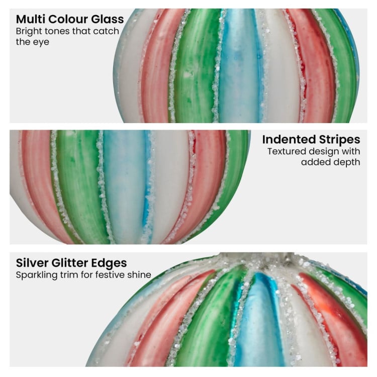 Christabelle Multi-Colour Glass Baubles 6Pcs Balls Christmas Tree Decoration Ornament image 6