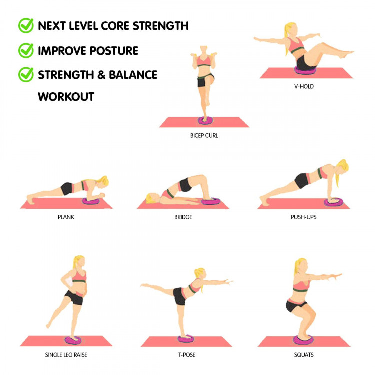 Powertrain Yoga Stability Disc Home Gym Pilate Balance Trainer Pink image 9