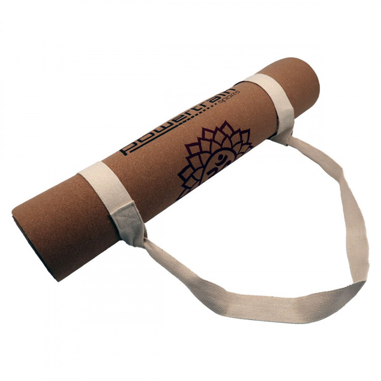 Powertrain Cork Yoga Mat with Carry Straps Home Gym Pilate Chakras image 2