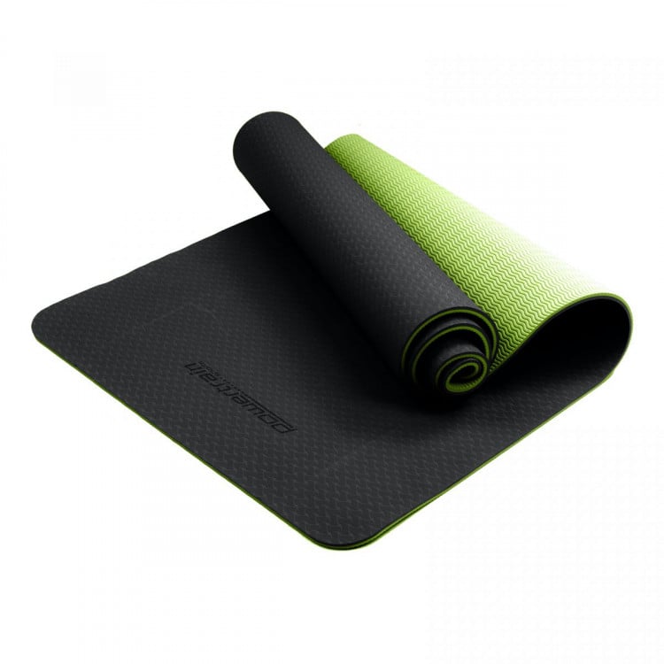 Powertrain Eco Friendly TPE Yoga Exercise Pilates Mat - Black Green image 3