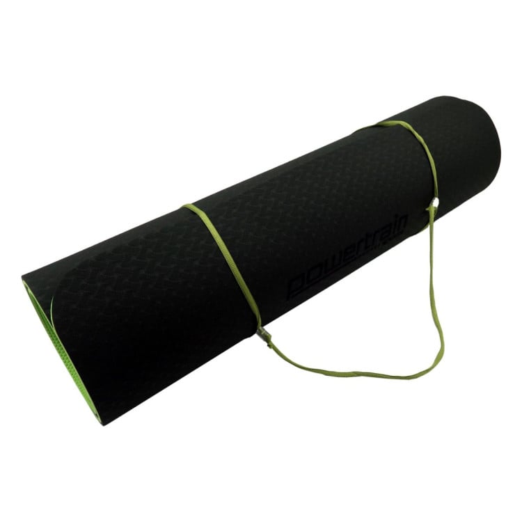 Powertrain TPE Pilates Exercise Yoga Mat 8mm - Black Green image 5