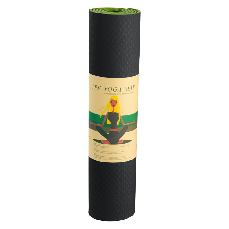 Powertrain TPE Pilates Exercise Yoga Mat 8mm - Black Green image 7