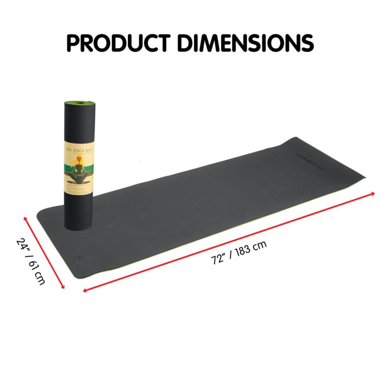 Powertrain TPE Pilates Exercise Yoga Mat 8mm - Black Green image 8