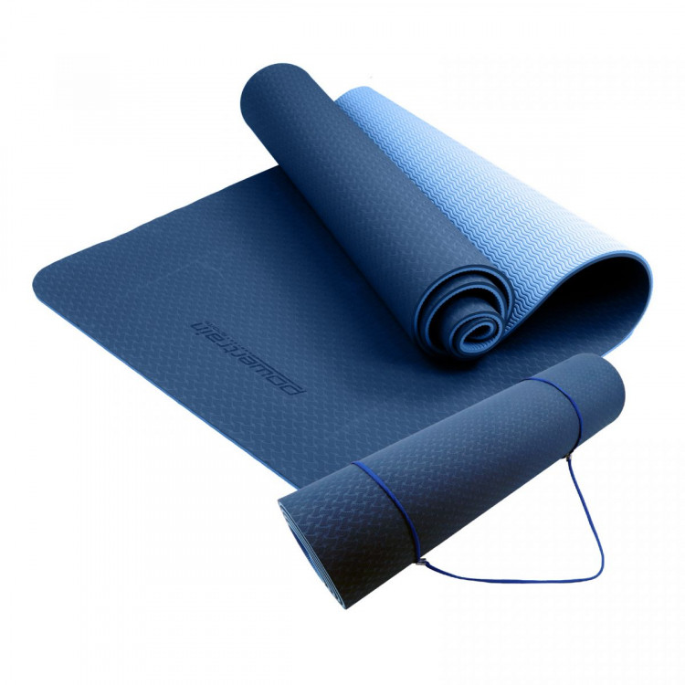 Powertrain Eco Friendly TPE Yoga Exercise Pilates Mat - Dark Blue
