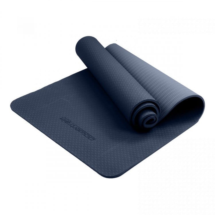 Powertrain Eco Friendly TPE Yoga Exercise Pilates Mat - Dark Blue image 4