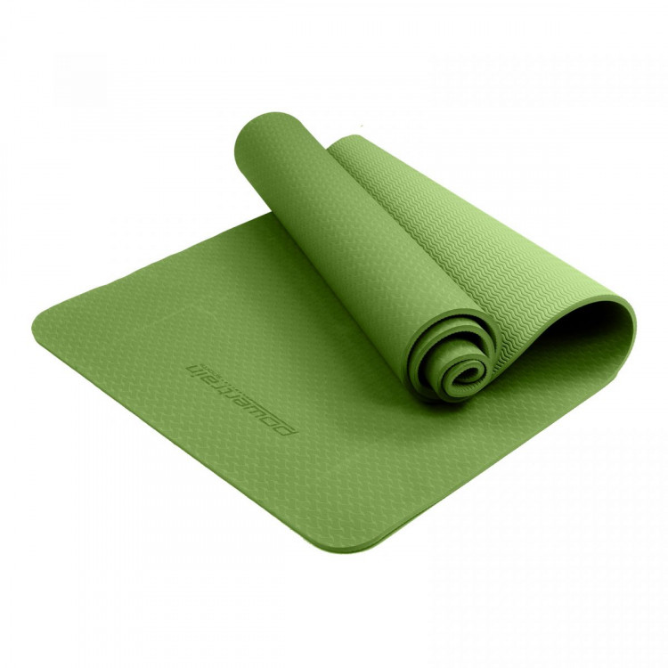 Powertrain Eco Friendly TPE Yoga Mat Exercise Pilates - Green image 4