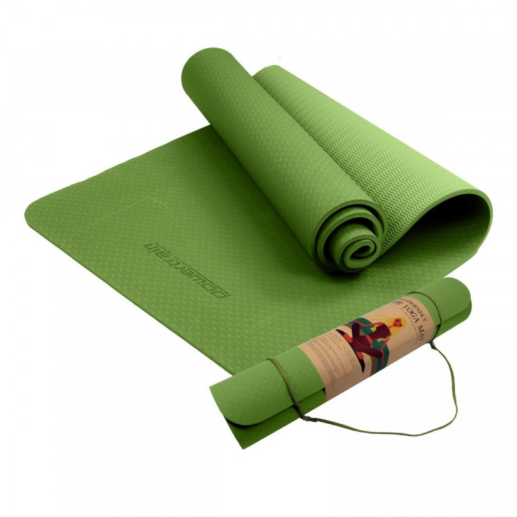 Powertrain Eco Friendly TPE Yoga Mat Exercise Pilates - Green image 2