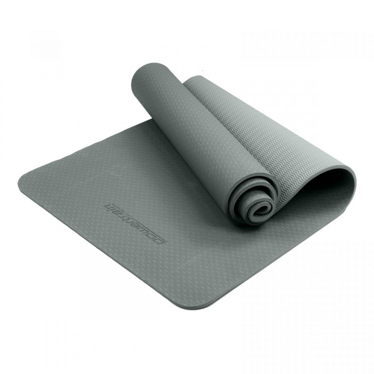 Powertrain Eco Friendly TPE Yoga Exercise Pilates Mat - Light Grey image 4