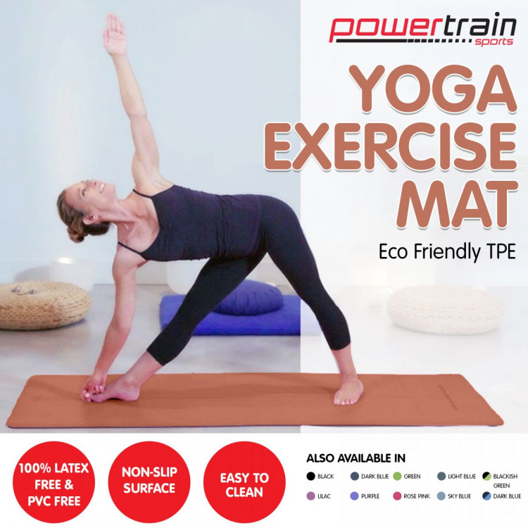 Powertrain Eco Friendly TPE Yoga Exercise Pilates Mat - Pink image 3