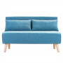 Adjustable Corner Sofa 2-Seater Lounge Linen Bed Seat - Blue thumbnail 1