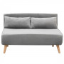 2-Seater Adjustable Sofa Bed Lounge Faux Velvet Fabric - Light Grey thumbnail 1