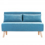 Sarantino 3 Seater Faux Velvet Sofa Bed Couch Furniture - Blue thumbnail 2
