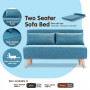Adjustable Corner Sofa 2-Seater Lounge Linen Bed Seat - Blue thumbnail 2