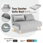 2-Seater Adjustable Sofa Bed Lounge Faux Velvet Fabric - Light Grey thumbnail 2