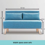 Adjustable Corner Sofa 2-Seater Lounge Linen Bed Seat - Blue thumbnail 3