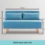 Sarantino 3 Seater Faux Velvet Sofa Bed Couch Furniture - Blue thumbnail 3