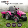 Peg Perego Pink Case IH 12V Kids Ride On Tractor with Trailer 2 Speed Toy thumbnail 1