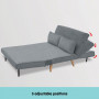 Adjustable Corner Sofa 2-Seater Lounge Linen Bed Seat - D.Grey thumbnail 5