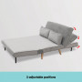 2-Seater Adjustable Sofa Bed Lounge Faux Velvet Fabric - Light Grey thumbnail 5