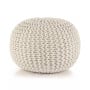 Hand-knitted Pouffe Cotton 50x35 Cm White thumbnail 1
