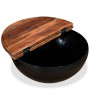 Coffee Table Set 2 Pieces Solid Reclaimed Wood Black Bowl Shape thumbnail 7
