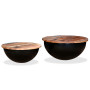 Coffee Table Set 2 Pieces Solid Reclaimed Wood Black Bowl Shape thumbnail 10