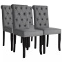 Dining Chairs 4 Pcs Dark Grey Fabric Tufted Button thumbnail 1