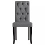 Dining Chairs 4 Pcs Dark Grey Fabric Tufted Button thumbnail 4