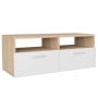 Tv Cabinet Chipboard 95x35x36 Cm Oak And White thumbnail 2