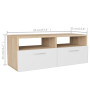 Tv Cabinet Chipboard 95x35x36 Cm Oak And White thumbnail 5