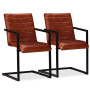 Dining Chairs 2 Pcs  Real Leather- Brown thumbnail 1