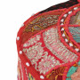 Patchwork Pouffe Round Cotton Handmade 40x20 Cm Red thumbnail 3
