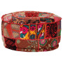 Patchwork Pouffe Round Cotton Handmade 40x20 Cm Red thumbnail 6