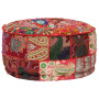 Patchwork Pouffe Round Cotton Handmade 40x20 Cm Red thumbnail 7