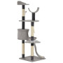 Cat Tree With Sisal Scratching Posts Grey 145 Cm thumbnail 3