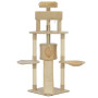 Cat Tree With Sisal Scratching Posts Beige 145 Cm thumbnail 2