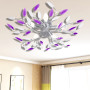 Purple&white Ceiling Lamp Acrylic Crystal Leaf Arms For 5 E14 Bulbs thumbnail 1