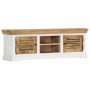 Tv Cabinet Solid Mango Wood Brown and white thumbnail 1