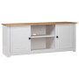 Tv Cabinet White 120x40x50 Cm Solid Pine Wood Panama Range thumbnail 1