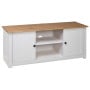 Tv Cabinet White 120x40x50 Cm Solid Pine Wood Panama Range thumbnail 6
